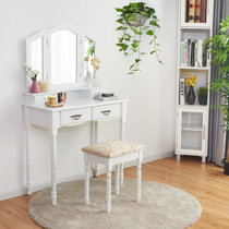 Rippeon makeup vanity set with stool and mirror 2024 house of hampton